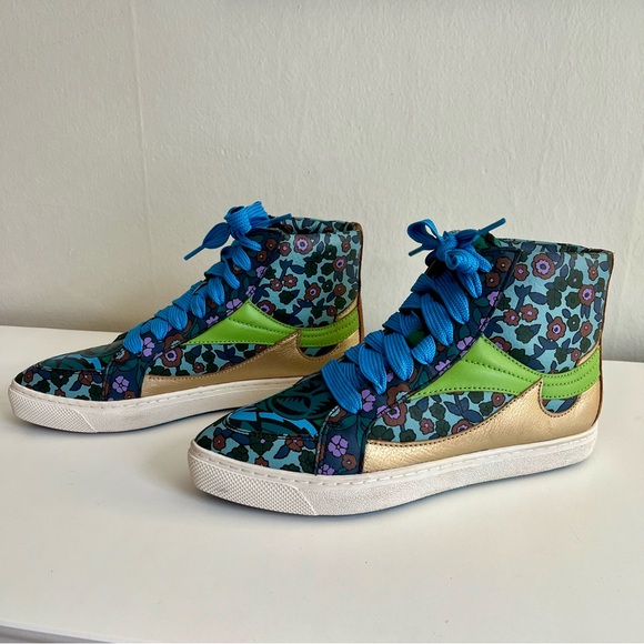 Coach Pointed Toe Floral Hightop Sneakers Size 7 - Picture 9 of 13